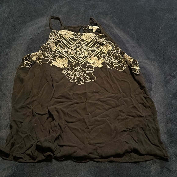 Tops - Embroidered Floral Smock Tank